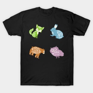 Pastel Woodland Creatures Sticker Sheet (4pcs) T-Shirt